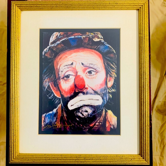 Vintage Other - Vintage Emmett Kelly lithograph art portrait